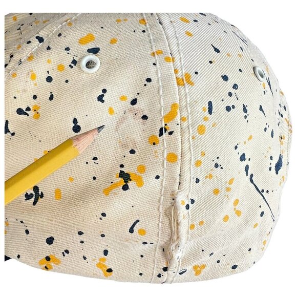 Vintage University of Michigan Paint Splatter Snapback Hat Blue Gold USA College - Picture 6 of 8